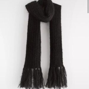 NWT LINDEX Chic Black Fringed Scarf